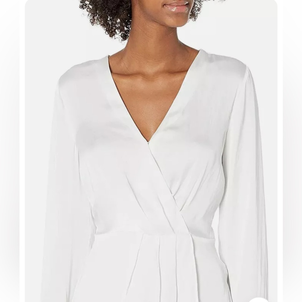 Paige Women's White Surplice Neck Long Sleeve Faux Wrap Blouse Large - Picture 8 of 8